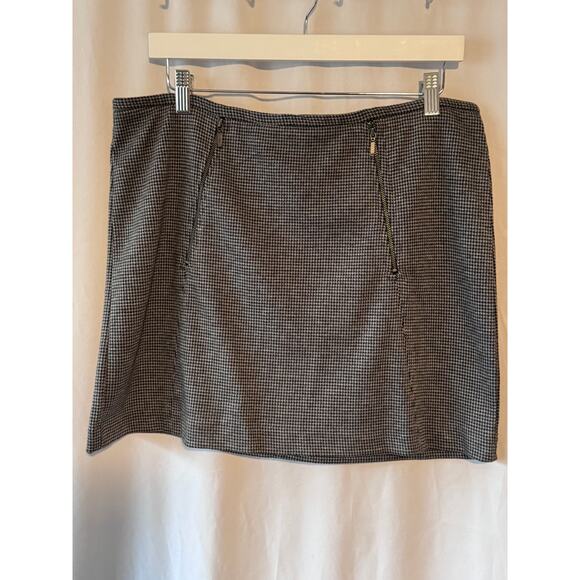 Willi Smith Gray Houndstooth Mini Skirt - 12 - Picture 1 of 8